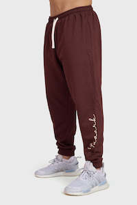 Mens Joggers Track Pants: Signature Oversized Band Joggers Brown