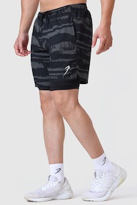 Gym Shorts Men: 2 in 1 Printed Compression Shorts Olive