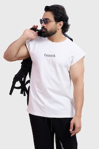 Gym Vest Men: Blackout Capsleeves Tank White