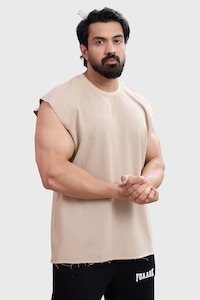 Gym Vest Men: Shell Raw Capsleeves Tank Beige