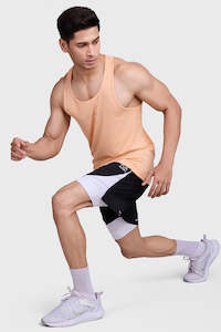 Gym Vest Men: Checks Running Tank Peach
