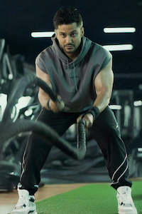 Hoodies Jackets: Signature Cap Sleeves Hoodie Dark Grey