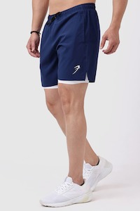 Men Compression Wear: 2 in 1 Compression Shorts Navy