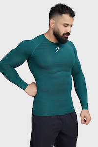 Men Compression Wear: Compression Fullsleeves T-shirt Emerald Green