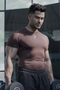 Men Compression Wear: Compression T-shirt Brown