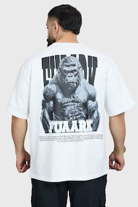 Gym Oversized Tshirts Men: Gorilla Oversized T-shirt White