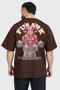 Gym Oversized Tshirts Men: Bull Oversized T-shirt Coffee