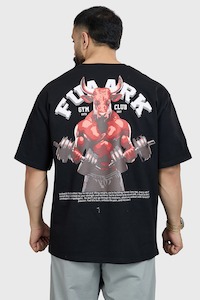 Gym Oversized Tshirts Men: Bull Oversized T-shirt Black