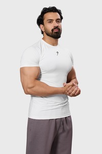 Gym Tshirts For Men: Bare Nylon T-shirt White