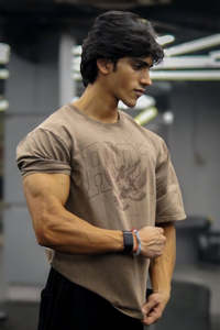 Gym Tshirts For Men: Shadow Washed Oversized T-shirt Brown