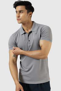 Gym Tshirts For Men: Aura Polo T-shirt Grey