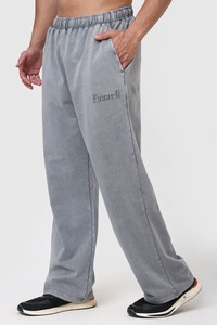 Mens Joggers Track Pants: Shadow Washed Straight Tracks Light Grey