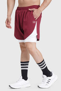Running Collection: 2 in 1 Mesh Shorts Maroon