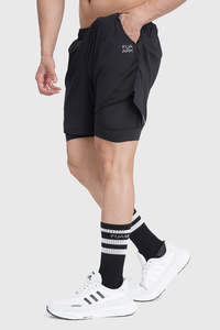 Running Collection: 2 in 1 Mesh Shorts Black With Black