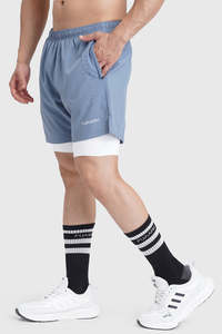 Running Collection: 2 in 1 Laser Shorts Raw Steel