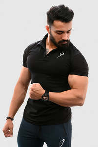Gym Tshirts For Men: Polo T-shirt Black