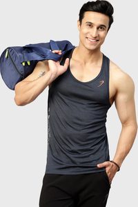 Gym Vest Men: Bold Melange Tank Dark Grey