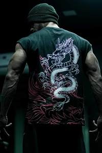 Gym Vest Men: Dragon Capsleeves Tank Black