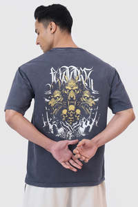 Skull Washed Oversized T-shirt Navy