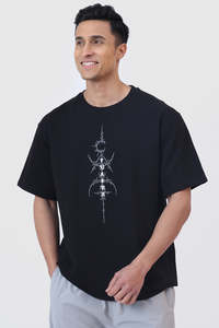 Gym Tshirts For Men: Twin Sword Oversized  T-shirt Black
