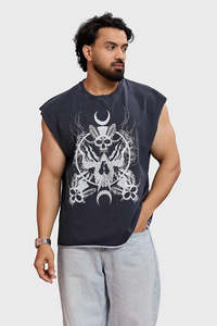 Gym Vest Men: Restricted Washed Capsleeve tank Dark Grey