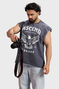 Ascend Washed Capsleeve Tank Dark Grey