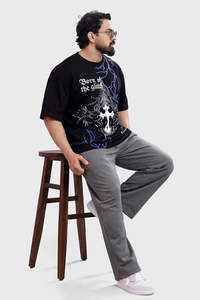 Gym Tshirts For Men: Born Of The Glitch Oversized T-shirt Black