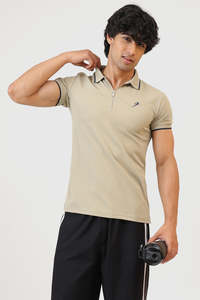 Gym Tshirts For Men: Stride Polo T-shirt Beige