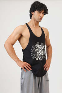 Gym Vest Men: Rage Stringer Black