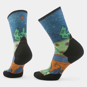 New: Smartwool Women's Trail Run Mountain Print Crew Socks