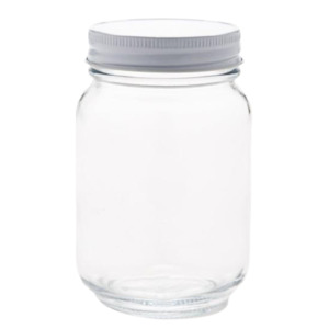 Products: 16 oz Glass Jar with white screw lid. Eco-friendly and dishwasher safe