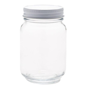 Products: 16 oz Glass Jar with white screw lid. Eco-friendly and dishwasher safe
