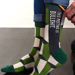 Mens Socks: Blue Q Socks – Men's Crew – This Meeting is Bullsh*t