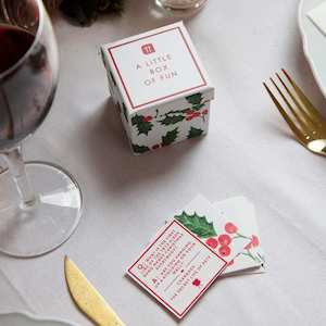 Botanical Holly Christmas Box of Fun Trivia And Charades