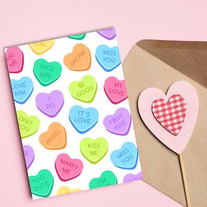Valentines Day Greeting Cards: Greeting Card - Candy Hearts