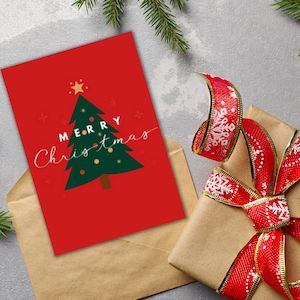 Christmas Cards: Christmas Greeting Card - Red Merry Christmas