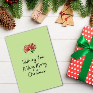 Christmas Cards: Christmas Greeting Card - Pohutukawa Christmas