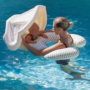 SunnyLife Float Together Baby Seat Duck Sage Stripe