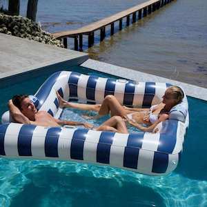 Camping Recreation: SunnyLife Luxe Twin Hammock Float Le Weekend Navy Stripe