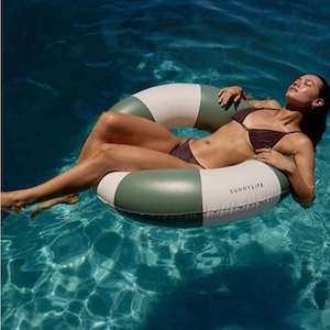 Gifts Under 50: SunnyLife Slim Tube Pool Ring Olive Stripe