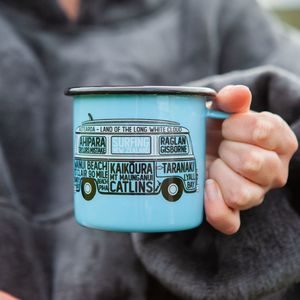 Moana Road Small Enamel Mug - NZ Surfing Blue