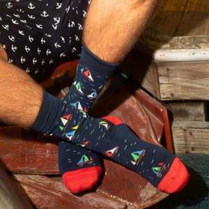 Fathers Day Gifts: Men's Sail Away Bamboo Crew Sock
