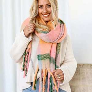 Winter Warmers: Wrap Scarf - Apricot Pink