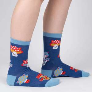 Sock It To Me Socks - Women's Crew - Mushroom Cats