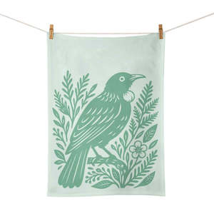 Woodcut Tui Tea Towel