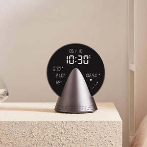 Lexon Conic Radio Alarm Clock With Built-In Radio/Speaker - Grey