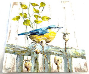 Bird on the Fence Napkin FUNKY GLASS ART