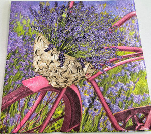 Lavender Bike Napkin FUNKY GLASS ART