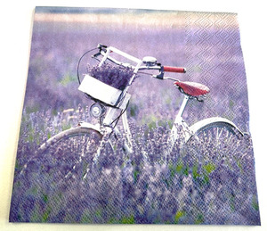 Bike In Lavender Field Napkin FUNKY GLASS ART