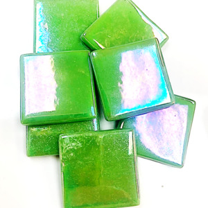 Iridised Glass Tile - Meadow Green 25x25 FUNKY GLASS ART